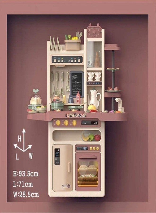 Coracy Kid New Toy Kitchen Playset with Realistic Lights & Sounds Play Sink with Running Water, Dessert Shelf Toy & Kitchen Accessories Set - Image 2